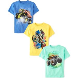 imageThe Childrens Place Boys Vehicle Short Sleeve Graphic TShirtsmultipacksMonster TruckBikerTruck