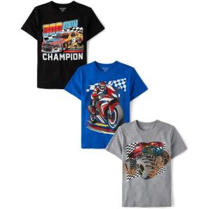 imageThe Childrens Place Boys Vehicle Short Sleeve Graphic TShirtsmultipacksMonster TruckChampionBiker