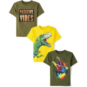 imageThe Childrens Place Boys Vehicle Short Sleeve Graphic TShirtsmultipacksPositive VibesDinoAlligator