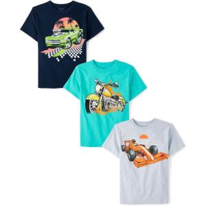 imageThe Childrens Place Boys Vehicle Short Sleeve Graphic TShirtsmultipacksRacecarBeach CarMotorcycle