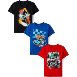imageThe Childrens Place Boys Vehicle Short Sleeve Graphic TShirtsmultipacksRacecarMonster TruckMotorcycle