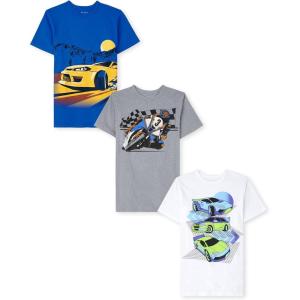 imageThe Childrens Place Boys Vehicle Short Sleeve Graphic TShirtsmultipacksRacers 3pack