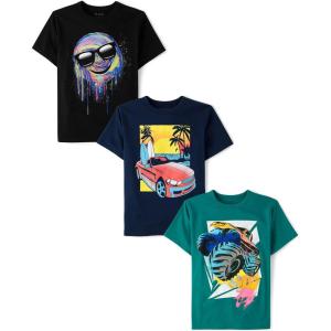imageThe Childrens Place Boys Vehicle Short Sleeve Graphic TShirtsmultipacksSmileCarMonster Truck