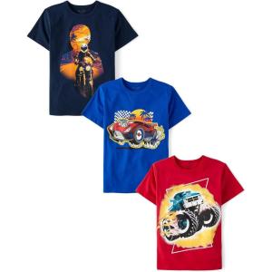 imageThe Childrens Place Boys Vehicle Short Sleeve Graphic TShirtsmultipacksSpeed Demon 3pack