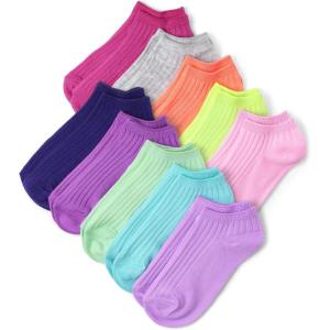 imageThe Childrens Place Girls Ankle Socks Variety PackAssorted Solids Ribbed 10pack