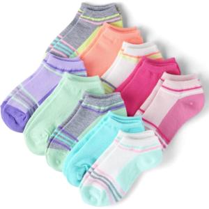 imageThe Childrens Place Girls Ankle Socks Variety PackColorblock 10pack