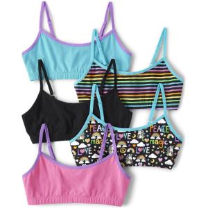 imageThe Childrens Place Girls BraletteBlueRainbowBlack PeacePink 5pack