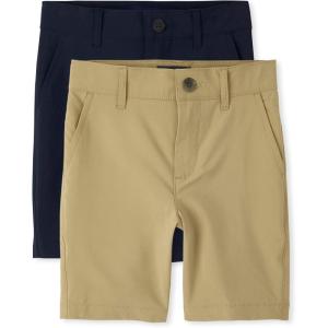 imageThe Childrens Place boys Quick Dry Chino ShortsFlaxNew Navy 2pack