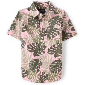 imageThe Childrens Place boys Short Sleeve Button Up ShirtTropical Leaf