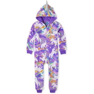 imageThe Childrens Place girls Long Sleeve Fleece Zip Up One Piece PajamaMarble Unicorn