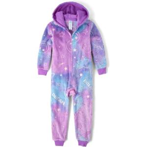 imageThe Childrens Place girls Long Sleeve Fleece Zip Up One Piece PajamaNeon Dreams Sherpa
