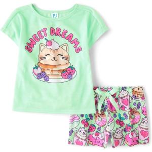 imageThe Childrens Place girls Short Sleeve Top and Shorts2 Piece Pajama SetSweet Dreams