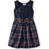 imageThe Childrens Place Girls Dressy Dress SleevelessSequin Navy Plaid
