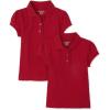 imageThe Childrens Place Girls Short Sleeve Ruffle Pique Polo 2 PackRuby