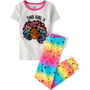 imageThe Childrens Place Girls 100 Cotton Short Sleeve Top and Pants2 Piece Pajama SetThis Girl