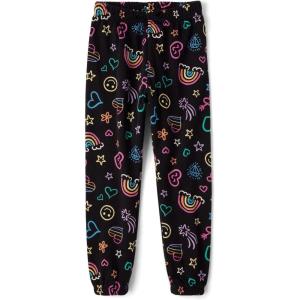 imageThe Childrens Place Girls Active Fleece Jogger PantsBlack Doodle Icons