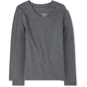 imageThe Childrens Place Girls Basic Long Sleeve Layering TeesHeather Gray 2pack