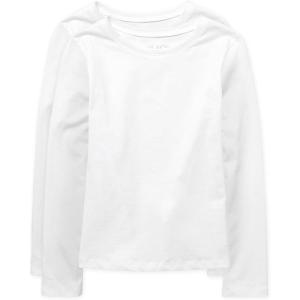 imageThe Childrens Place Girls Basic Long Sleeve Layering TeesWhite 2pack