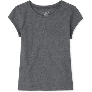 imageThe Childrens Place Girls Basic Short Sleeve Layering TeeDk Heather Gray Single