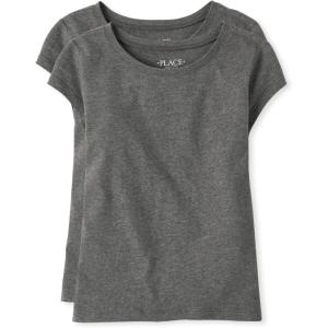 imageThe Childrens Place Girls Basic Short Sleeve Layering TeeHeather Gray 2pack
