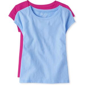 imageThe Childrens Place Girls Basic Short Sleeve Layering TeePinkDaybreak 2pack
