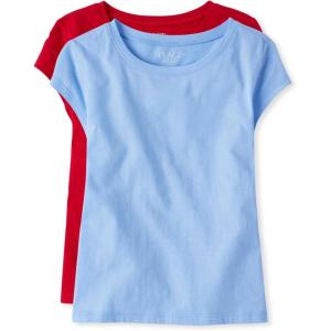 imageThe Childrens Place Girls Basic Short Sleeve Layering TeeRedDaybreak 2pack