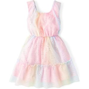imageThe Childrens Place Girls Dressy Dress SleevelessBright Pink Rainbow
