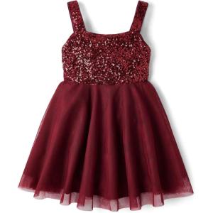 imageThe Childrens Place Girls Dressy Dress SleevelessRedwood Sequin Mesh