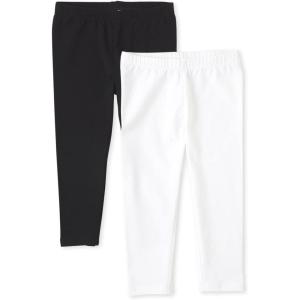 imageThe Childrens Place Girls Essential Capri LeggingsWhiteBlack 2pack
