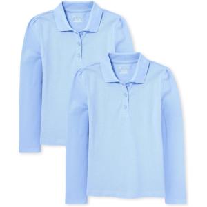 imageThe Childrens Place Girls Long Sleeve Pique Polo 2 PackDaybreak 2pack