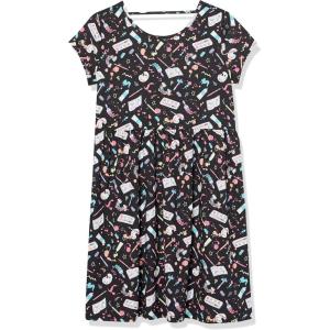 imageThe Childrens Place Girls Plaid Stretch Jacquard Short Sleeve DressArtist Pattern