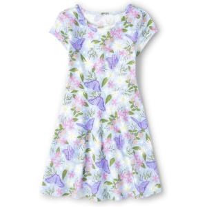 imageThe Childrens Place Girls Plaid Stretch Jacquard Short Sleeve DressButterfly Garden