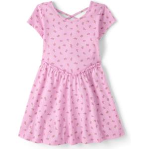 imageThe Childrens Place Girls Plaid Stretch Jacquard Short Sleeve DressStrawberry Milk