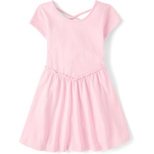 imageThe Childrens Place Girls Short Sleeve Basic Skater Dress 2 PackRose Mist