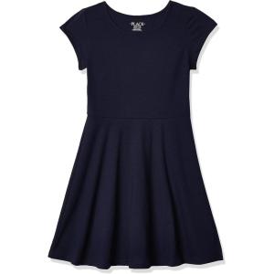 imageThe Childrens Place Girls Short Sleeve Basic Skater Dress 2 PackTidal Single