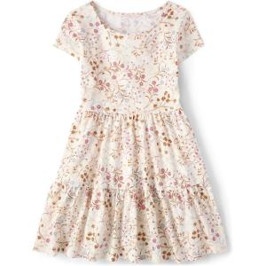 imageThe Childrens Place Girls Short Sleeve Dressy DressWhite Daisy