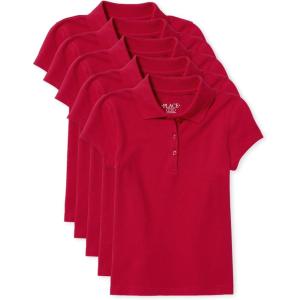 imageThe Childrens Place Girls Short Sleeve Pique Polo 5 PackRuby