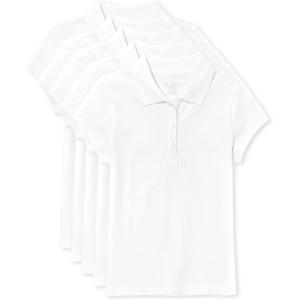 imageThe Childrens Place Girls Short Sleeve Pique Polo 5 PackWhite