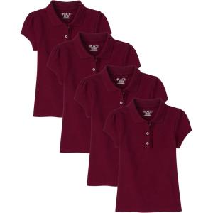 imageThe Childrens Place Girls Short Sleeve Ruffle Pique Polo 2 PackRubine