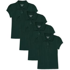 imageThe Childrens Place Girls Short Sleeve Ruffle Pique Polo 2 PackSpruce Green