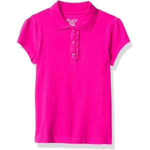 imageThe Childrens Place Girls Short Sleeve Ruffle Pique Polo ShirtAurora Pink Single