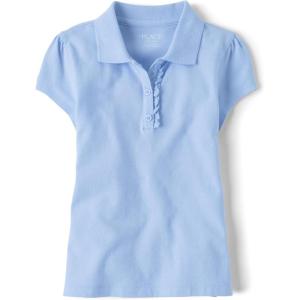 imageThe Childrens Place Girls Short Sleeve Ruffle Pique Polo ShirtDaybreak