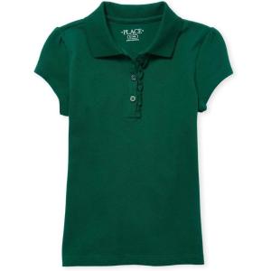 imageThe Childrens Place Girls Short Sleeve Ruffle Pique Polo ShirtSpruce Green