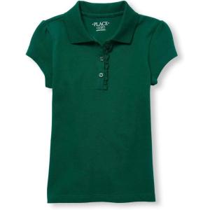 imageThe Childrens Place Girls Short Sleeve Ruffle Pique Polo ShirtSpruce Green Single