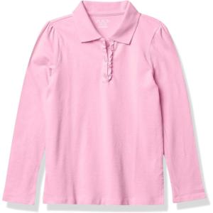 imageThe Childrens Place Girls Uniform Long Sleeve Ruffle Pique PoloSparkle Pink Single