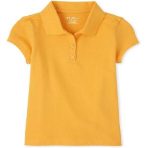 imageThe Childrens Place babygirls And Toddler Short Sleeve Ruffle Pique PoloYellow Pencil