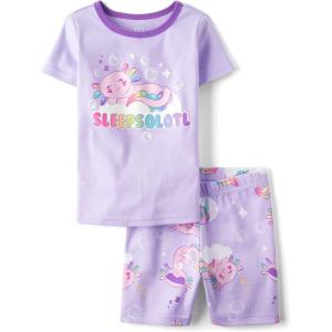imageThe Childrens Place girls 100 Cotton Short Sleeve Top and Shorts 2 Piece Pajama SetSleepsolotl