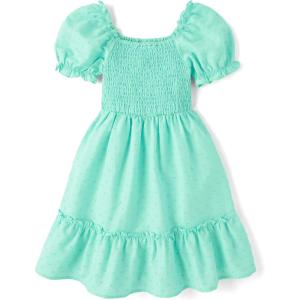 imageThe Childrens Place girls Floral Smocked Babydoll DressMint Tea