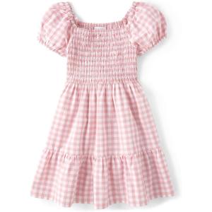imageThe Childrens Place girls Floral Smocked Babydoll DressPink Gingham