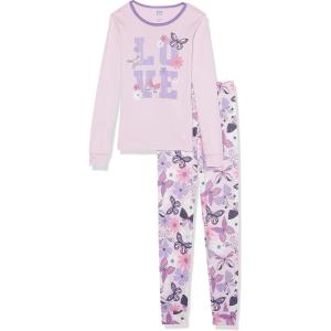 imageThe Childrens Place girls Long Sleeve Top and Pants Snug Fit 100 Cotton 2 Piece Pajama SetButterfly Floral